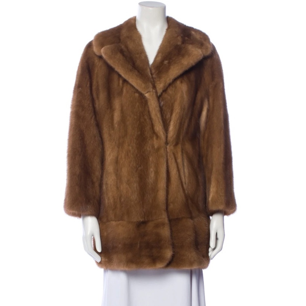 Authentic SAGA Mink Fur Coat – Brown/Gold – Size S–M